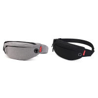 TINYAT 2 Pcs Men Male Waist Bag Purse Casual Large Phone Belt Bag Fanny Banana Bag Hip 4 Pockets Black &amp; Gray