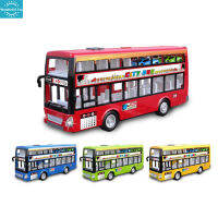 Wt【คลังสินค้าพร้อม】เด็ก Double-Decker Luxury Bus City Bus เปิดประตู Inertial Bus รุ่นของเล่นพร้อมเพลงเบาๆสำหรับเด็กชายอายุ3ปีขึ้นไป1【cod】