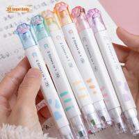 GGECENG 6Pcs พลาสติกสำหรับตกแต่ง ปากกาทำเครื่องหมายปลายสิ่ว อุ้งเท้าของแมว ปากกาเน้นข้อความที่สวยงาม สวยดีครับ ออฟฟิศสำหรับทำงาน