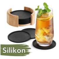 Silicone Drinking Holder Coaster Table Placemats Nonslip Cup Mat Pad Round Table Decor Heat Resistant Black