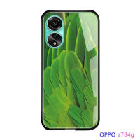 GGK เคสโทรศัพท์ลายขนนกแฟชั่นหรูหราสำหรับ A78 OPPO 4G เคสกันกระแทกกระจกนิรภัยมันวาว