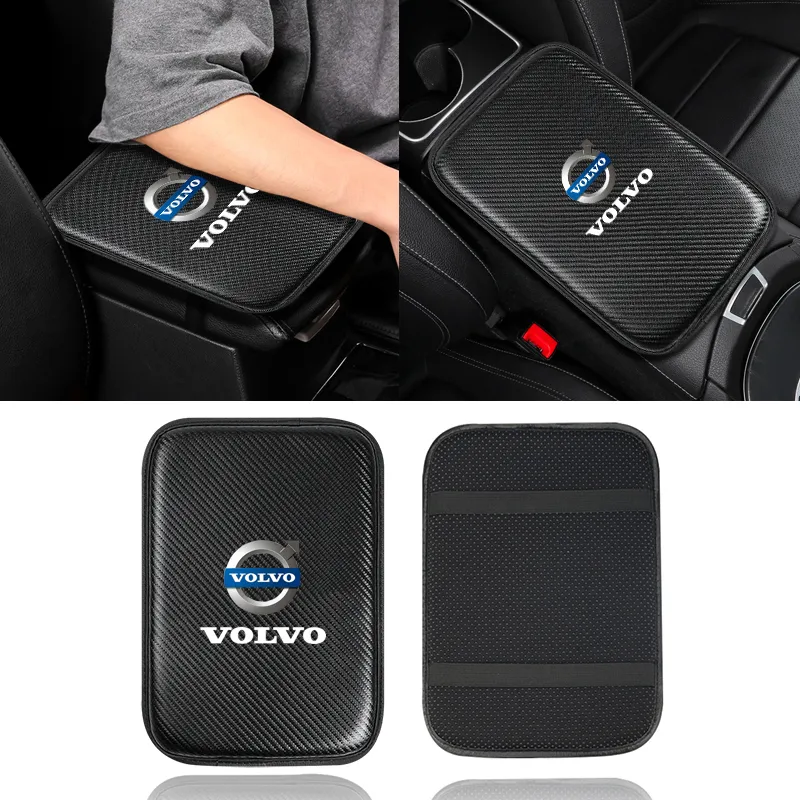 Leather Car Centre Armrest Mat Universal Interior Auto Cushion Storage Box  Cover Protector Pad For Volvo XC40 XC60 XC90 XC70 S60 S80 S90 C30 V70 V90  V50