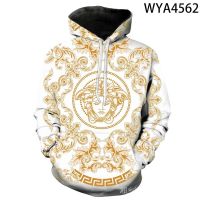 ₪☃ ใหม่ เสื้อกันหนาวลําลอง มีฮู้ด พิมพ์ลาย Versace Medusa 3D แฟชั่น สําหรับผู้ชาย เหมาะกับการเล่นกีฬา 2021