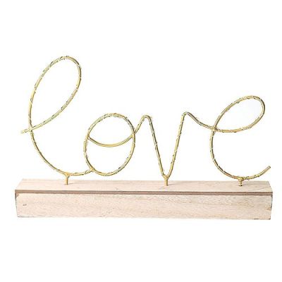 Nordic Wooden Base Night Light Chic Iron Love Home Letter LED Night Light Lamp Simple Cozy Home Desk Adornment Warm Decor Lights