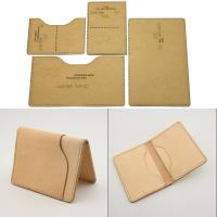 1 Set Retro Leather Wallet Craft Pattern DIY Kraft Paper Template Handmade Leather ID Card Pocket Kraft Paper Sewing Pattern