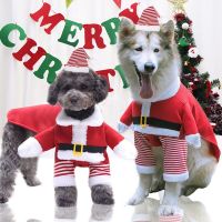 ZZOOI 2022 New Pet Dog Christmas Clothes Santa Claus Dog Costume Winter Puppy Pet Cat Coat Dog Suit With Cap Warm Clothing For Dogs
