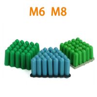 【CW】 100Pcs Plastic Expansion Pipe M6 M8 Green Blue Hardened Masonry Screw Fixing Wall Anchor Plugs Self Tapping Tube