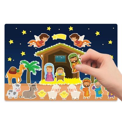 24 Sheets Make A Nativity Scene Stickers Assorted Christmas Stickers Party Game Toys For Children Birthday Party Supplies Gifts