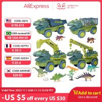 Children Dinosaur Transport Car Toy Oversized Inertial Cars Carrier Truck Toy Pull Back Vehicle with Dinosaur Gift for Kids Boy