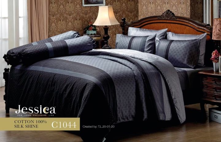 jessica-ผ้าปูที่นอน-ผ้านวม-ขนาด6ฟุต-เจสสิก้า-cotton100-ทอ360-เส้น