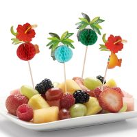 50pcs Hawaiian Fruit Fork Summer Party Fruit Salad Stick Cocktail Toothpick Picks Drink Cup Cake Dessert Hawaii Decoration