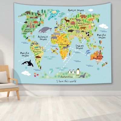 World Map Tapestry High-Definition Map Fabric Wall Hanging Decor Map Letter Polyester Wall Hang