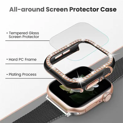 Diamond Bumper Protective Case for Apple Watch Cover Series 6 SE 5 4 3 2 1 38MM 42MM For Iwatch 40mm 44mm bling Apple Watch Case