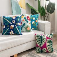 Floral Cushion Cover 45x45cm Embroidery Pillow Cover Soft Cozy Home Decoration for living room Kids Room Color Block