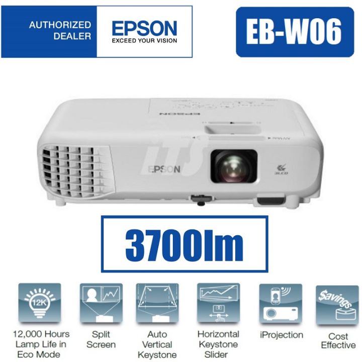 Epson EB-W06 WXGA 3LCD Projector (3,700 lm) | Lazada