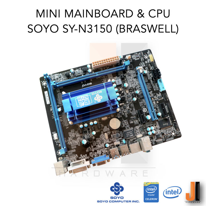 mainboard-with-cpu-soyo-sy-n3150-braswell-cpu-intel-celeron-n3150-1-6ghz-4-cores-4-threads-6-watts-tdp-passive-cpu-cooler-สินค้ามือสองสภาพดีมีฝาหลังมีการรับประกัน