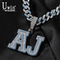 ∈  Uwin Custom Letters Necklace Prong Setting Iced out Initial Name Pendant Cuban Chain Punk Jewelry