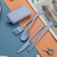 [COD]4 Pack Collapsible Travel Utensil Set With Case, Wheat Straw Reusable Tableware, Portable Cutlery For Travel Picnic Camping Or Birthday Use