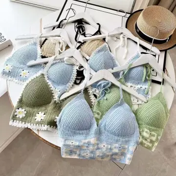 Crochet bralette, Green Crop top sexy top, Gray bikini, crochet