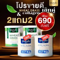 ส่งฟรี ! เซ็ทคู่ 2 แถม 2 ( 4 กระปุก)วีทกราส คลอโรฟิลล์ &amp; เพียวคอลลาเจน แบรนด์ ยูมิโกะ