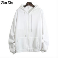 ZhuXia Hooded Zipper Jacket สำหรับผู้หญิงเสื้อกันหนาวมีฮู้ดหลวมขนาดใหญ่ซิปเสื้อสเวตเตอร์ถัก