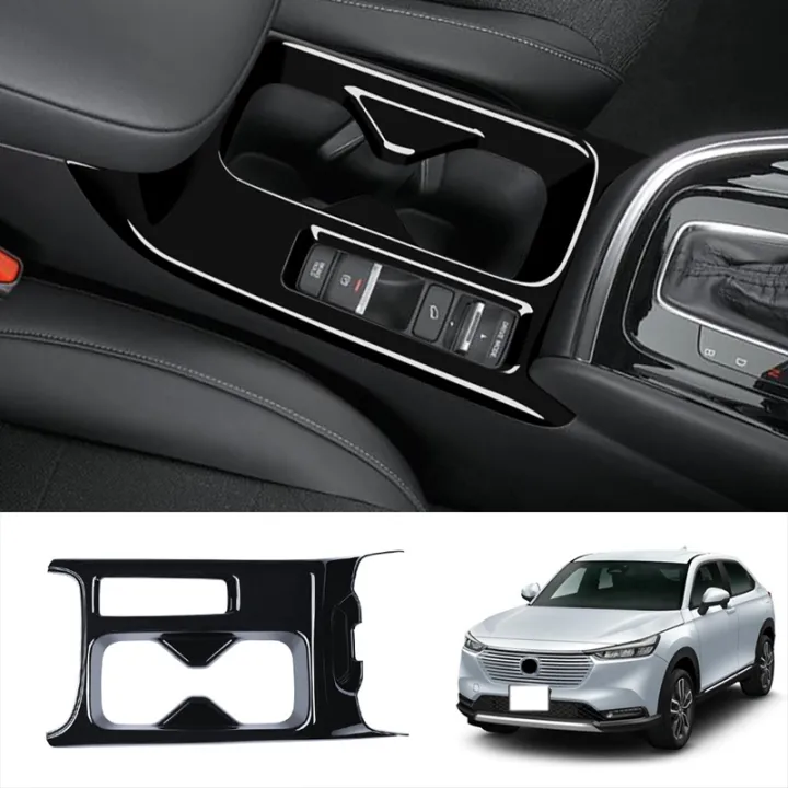 Car Glossy Black Center Console Water Cup Holder Decoration Cover Trim