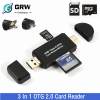 Grwibeou TYPE C &amp; Micro USB &amp; USB 3 In 1 OTG 2.0 Card Reader ความเร็วสูง Universal Tfsd เครื่องอ่านการ์ดหน่วยความจำอัจฉริยะสำหรับศัพท์แล็ปท็อป