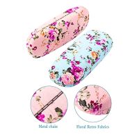 Pink, Blue 2Pcs Hard Shell Glasses Case Brocade Fabric Case Women Vintage Glasses Case Country Style Glasses Case