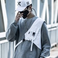 ริบบิ้นอเนกประสงค์ Messenger กระเป๋า Hip Hop Techwear Streetwear ผู้ชายกระเป๋าเสื้อกั๊กยุทธวิธีแพคเกจกระเป๋าเป้สะพายหลังชาย