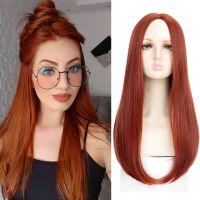 XUANGUANG Synthetic Heat Resistant Wig Long Straight Hair Orange Copper Red  Cosplay Middle Part Straight Hair 57CM Daily Wig Wig  Hair Extensions Pad