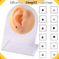 CHONGXI 12pcs/Card เครื่องประดับ แม่เหล็ก ไม่เจาะ แหวนจมูก Ear Tragus Cartilage Stud ต่างหูแม่เหล็ก ลิป Labret Stud