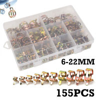 155PCS 6-22mm Car &amp; Truck Spring Clips Fuel Oil Water Hose Clip Tube Clamp Fastener Assortment Kit