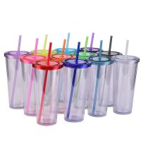 【YP】 Factory stock 24oz plastic straw cup creative transparent cold drink with lid can be customized logo printing water