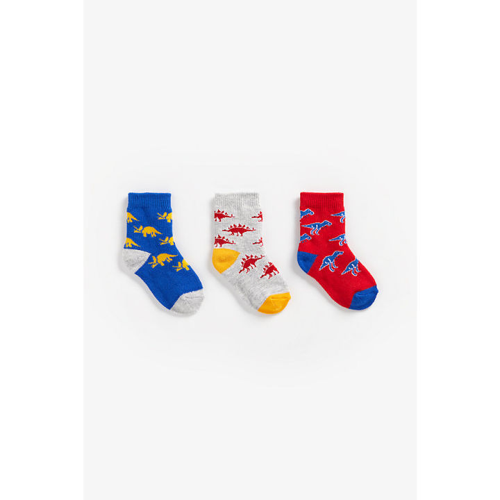 ถุงเท้าเด็กผู้ชาย-mothercare-bright-dino-socks-3-pack-zb921