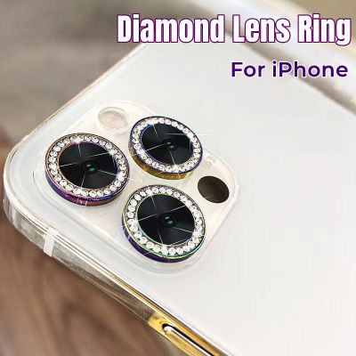 Glitter Diamond Protector สำหรับ 14 13 11 Pro Max Plus แหวนเลนส์โลหะกระจกเทมเปอร์ฝาครอบกล้องสำหรับ 13pro