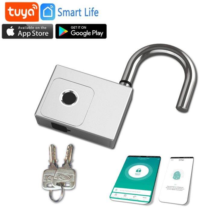 Heavy Duty Smart Fingerprint Padlock IP65 Waterproof Tuya Bluetooth USB