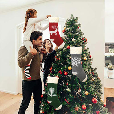ถุงเท้าคริสต์มาสถุงเท้าคริสต์มาสน่ารักสำหรับถือขนมของขวัญคริสต์มาสฤดูหนาวอันอบอุ่น
