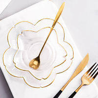 Gold Rim Glass Salad Bowls Dinner Plates Kitchen Utensils Glass Soup Plate Fruit Dishes Cooking Dinnerware Food Container