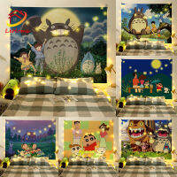 Totoro พรมแขวนผนังลายเครยอนชินจังผ้าพื้นหลังตกแต่งผนังด้วยตัวเองม่านแขวนผนังสไตล์แห่งชาติพื้นหลังตกแต่งห้องนั่งเล่นในบ้าน