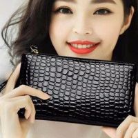 Fashion Crocodile Pattern Long Purse Women Clutch Bag For Mobile Phone