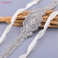 TOPQUEEN S175 Silver Bride Belt Wedding Accessories Fancy Full Rhinestone Applique WomenS Dresses Sash Bridesmaids Maternity