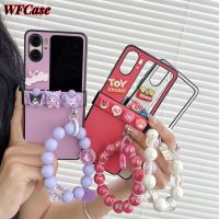 WFCase เคสหนังฝาพับ OPPO Find N2แบบมินิมอลเคสโทรศัพท์ลายการ์ตูน (+ สร้อยข้อมือ) ฝาครอบเคสปกป้องกล้องแบบเต็มรูปแบบ