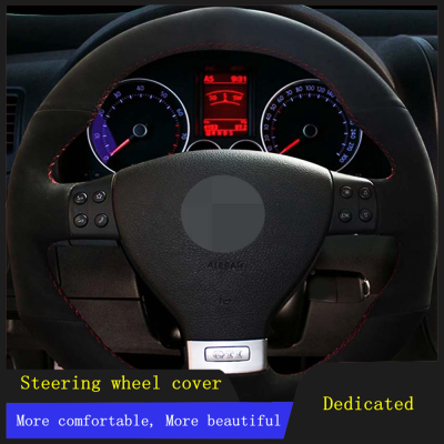 Car Steering Wheel Covers Black Hand-stitched Soft Suede Leather For Volkswagen Golf 5 Mk5 GTI VW Golf 5 R32 Passat R GT 2005