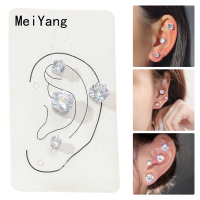 MeiYang เกาหลีแฟชั่น4ชิ้น/เซ็ตสีขาวรอบ Zircon Stud ต่างหูสำหรับผู้หญิงแม่เหล็กหูคลิปโดยไม่ต้องเจาะหู