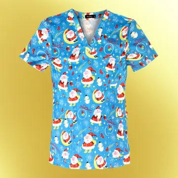 Mens christmas scrub on sale tops