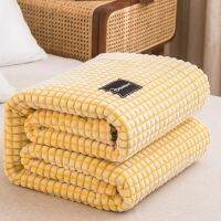 Bonenjoy Plaid Yellow Color Plaid Blanket Coral Fleece Thow Blankets for Beds plaid canape Single Bedspread Blankets for Sofa