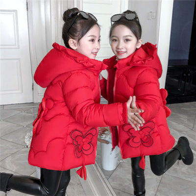 Girls Warm Winter Coat Thickened Faux Fur Fashion Long Kids Hooded Jacket Coat for Girl Outerwear Girls Clothes 3-12 years old