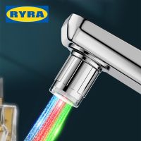 ✇☾♠ 3-Color Water Faucet Light Temperature Sensor LED Light Water Saving Faucet Sensitive Aerator Tap Nozzle Bathroom Accessories