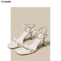 White one word with fashionable joker sandals women 2023 web celebrity high-heeled shoes new summer French thick with womens shoes