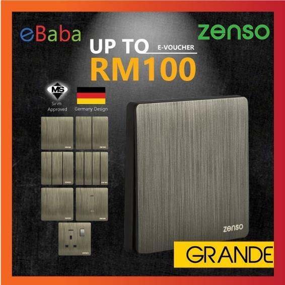 [SIRIM] Zenso Grande Switches Sockets Hairline Black Color 1gang